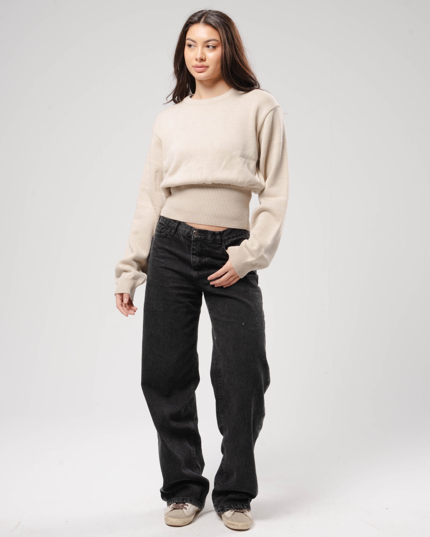 'Nuages' Fitted Top in Beige
