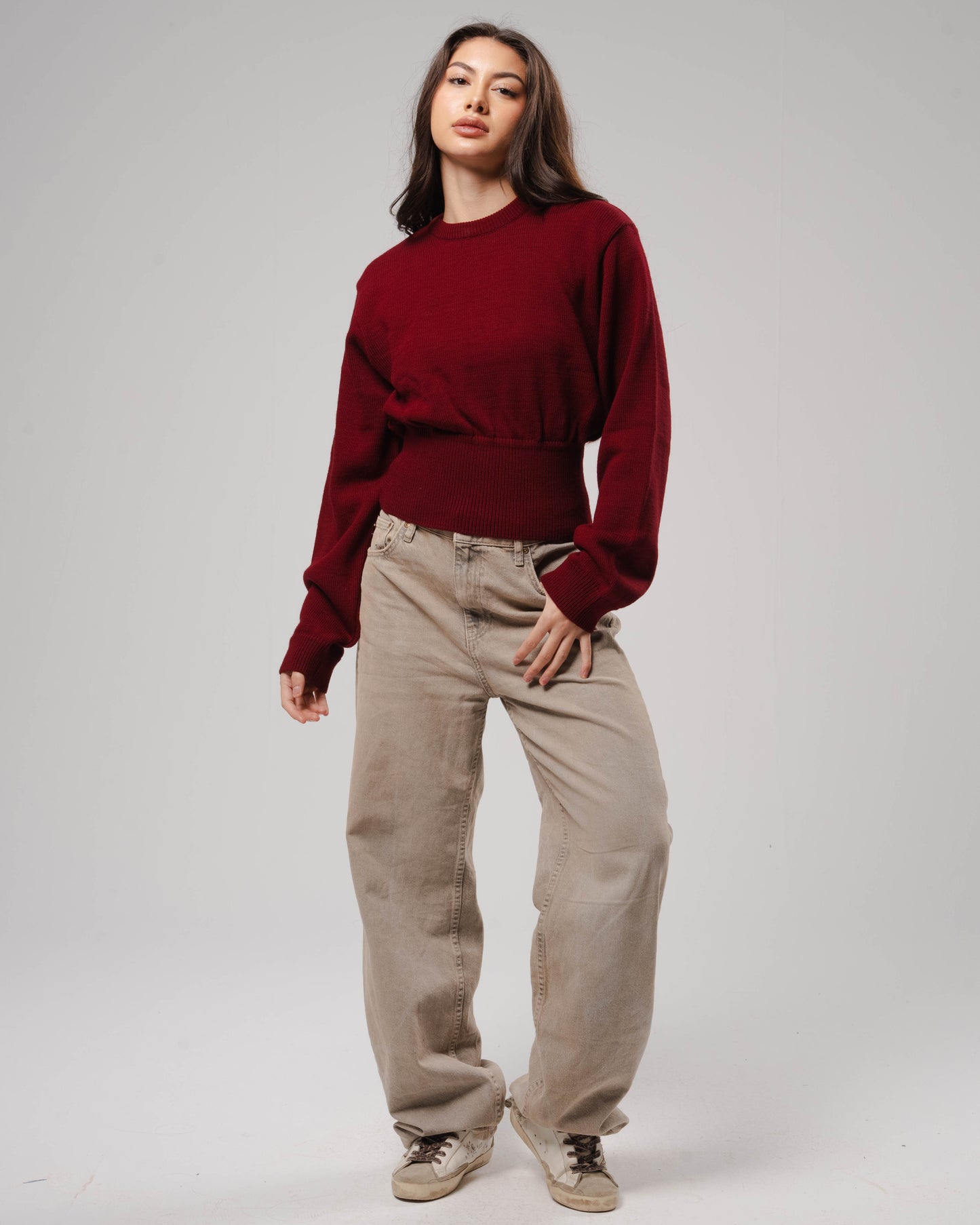 'Nuages' Fitted Top in Burgundy