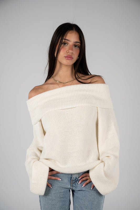 'Nuages' Off-Shoulder Top in White