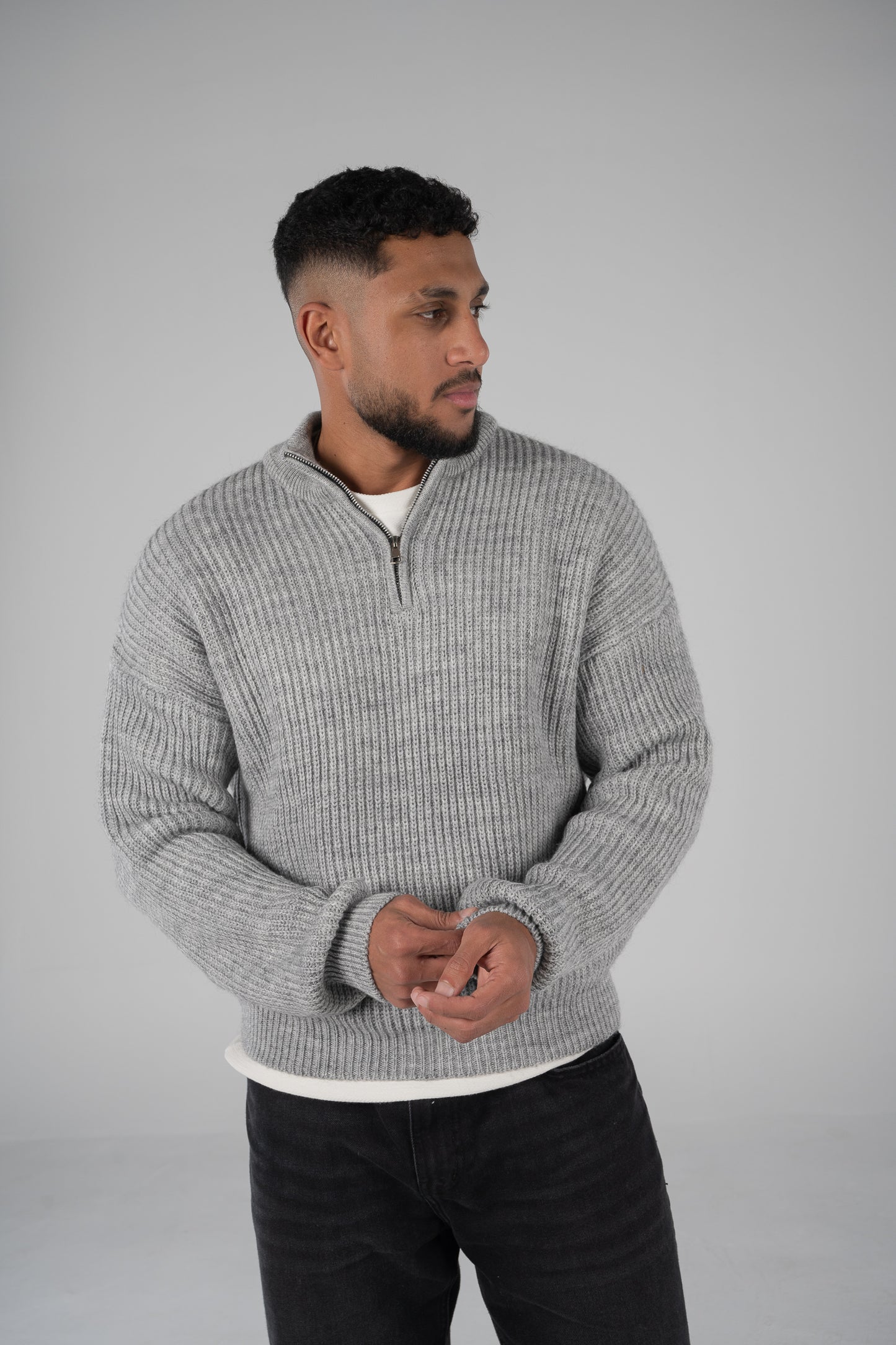 'Nuages' Quarter Zip in Gray (Unisex)