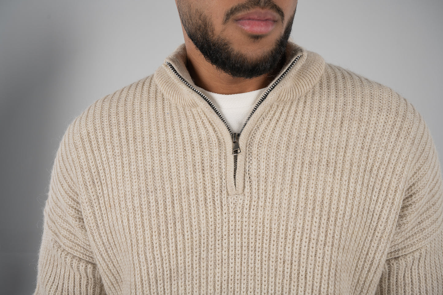 'Nuages' Quarter Zip in Beige (Unisex)