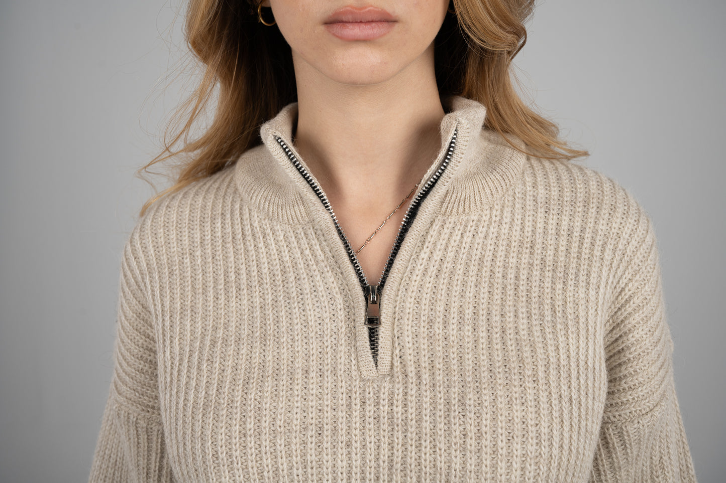 'Nuages' Quarter Zip in Beige (Unisex)