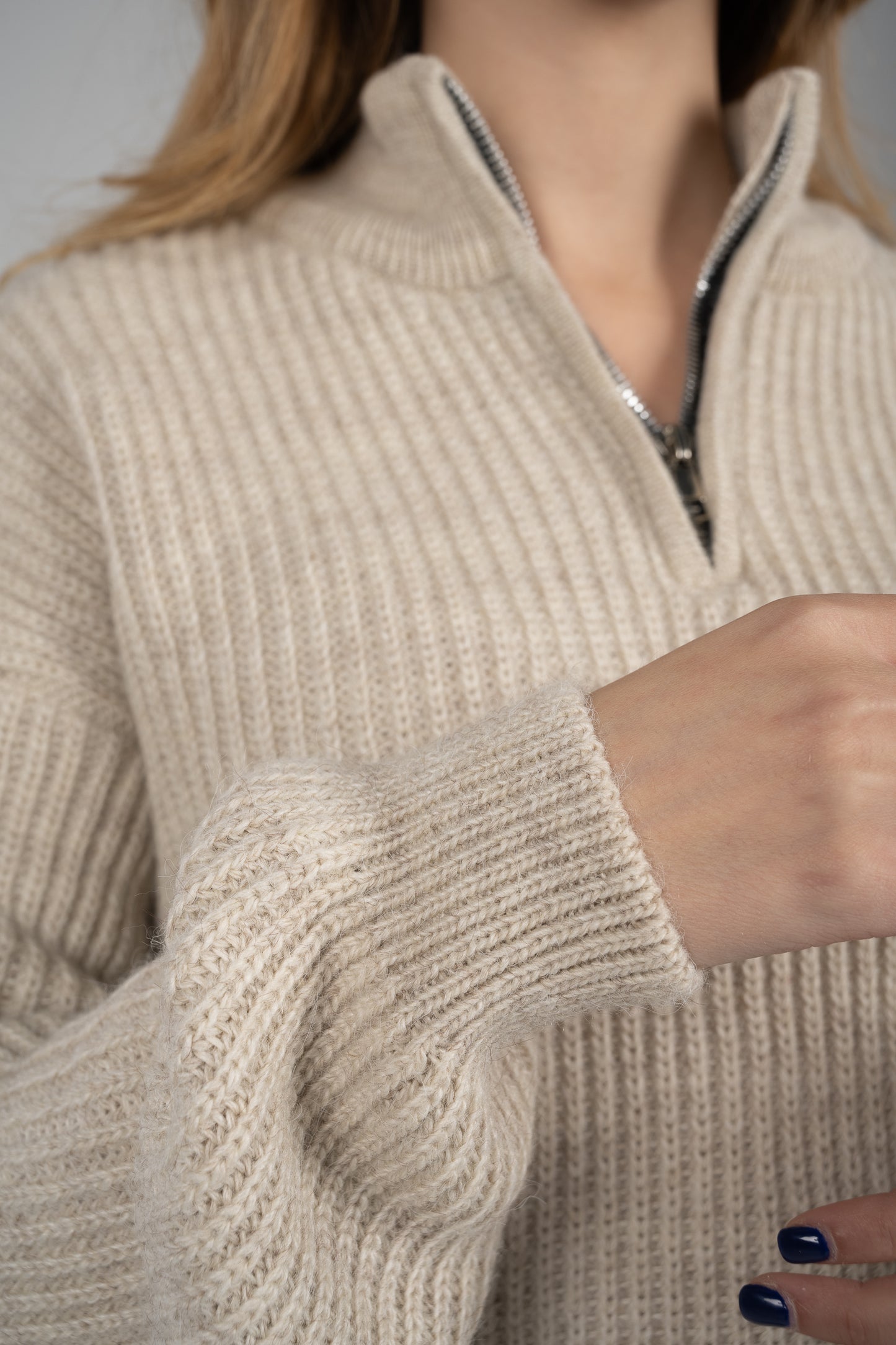 'Nuages' Quarter Zip in Beige (Unisex)