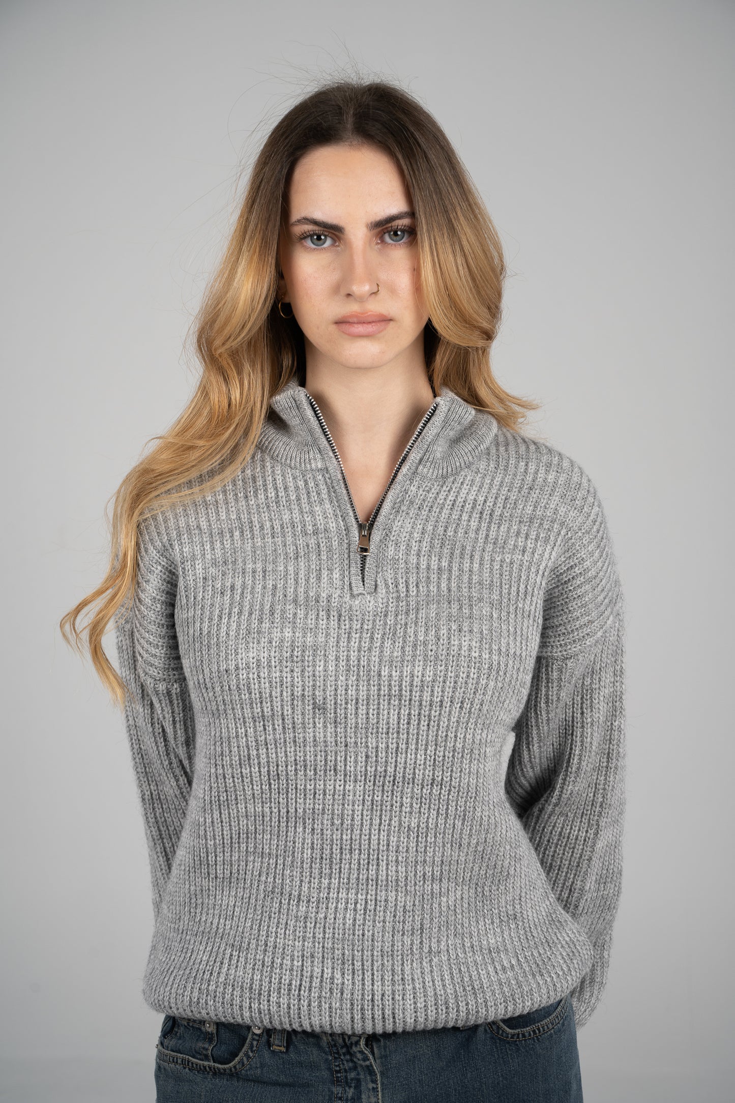 'Nuages' Quarter Zip in Gray (Unisex)