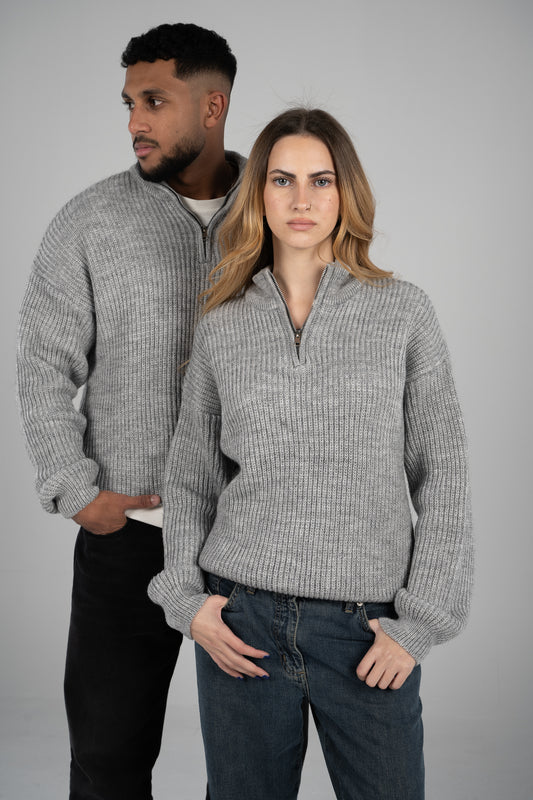 'Nuages' Quarter Zip in Gray (Unisex)