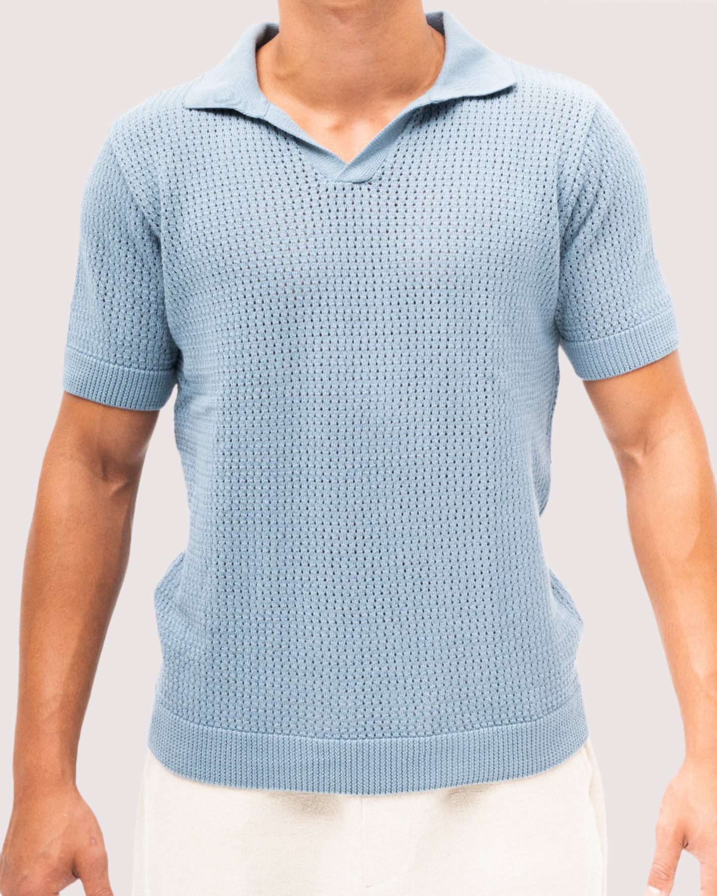 'Grains' Knitted Polo Shirt