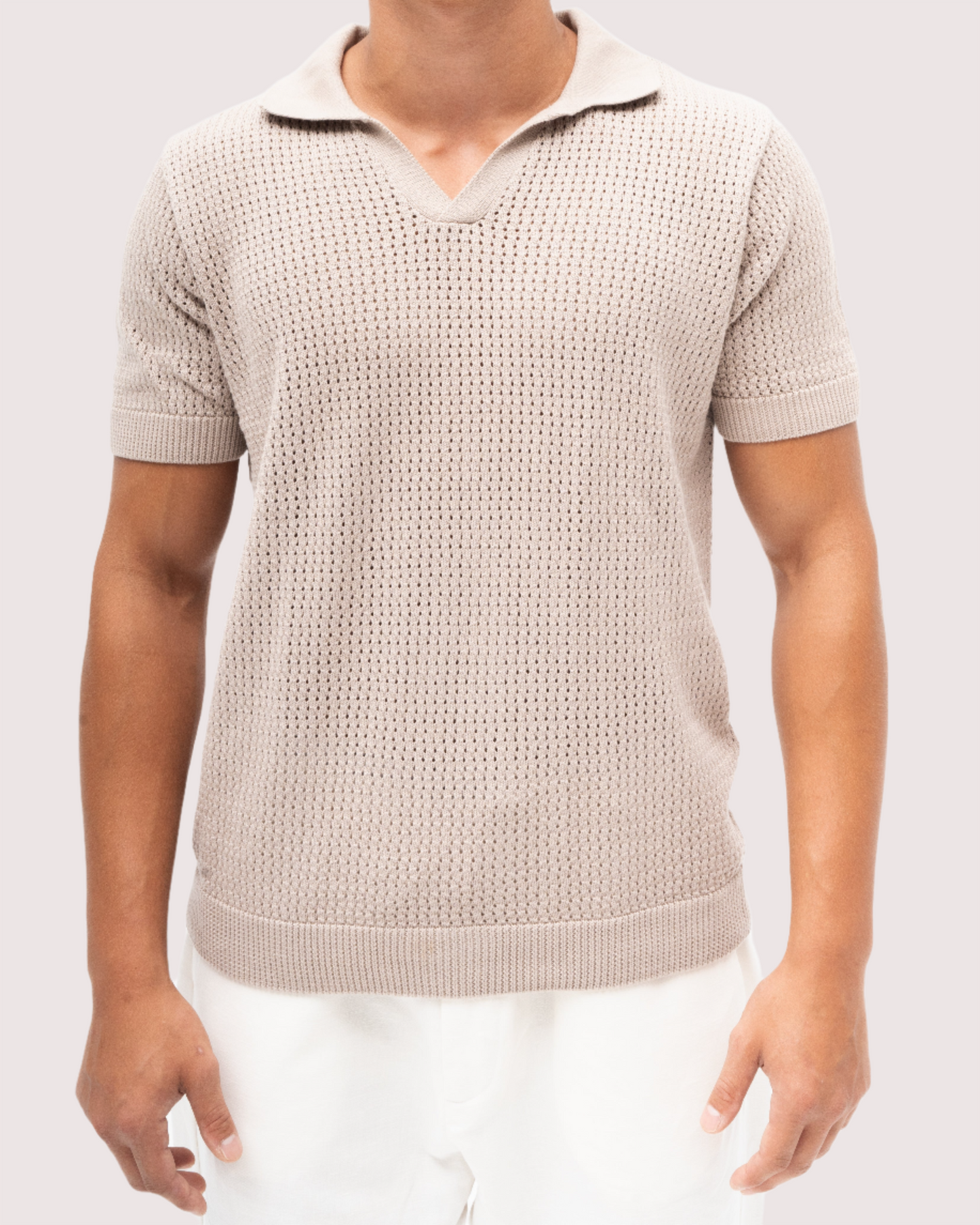 'Grains' Knitted Polo Shirt